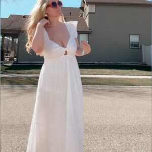 Universal Thread White Smocked V-Neck Dress